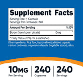 Close-up of Boron 10mg capsules for 240 vegetarian servings